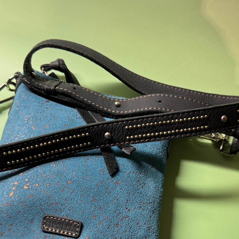 Consuela Explorer Mini Nilo Teal Suede Fringe Crossbody Bag - Picture 5 of 6